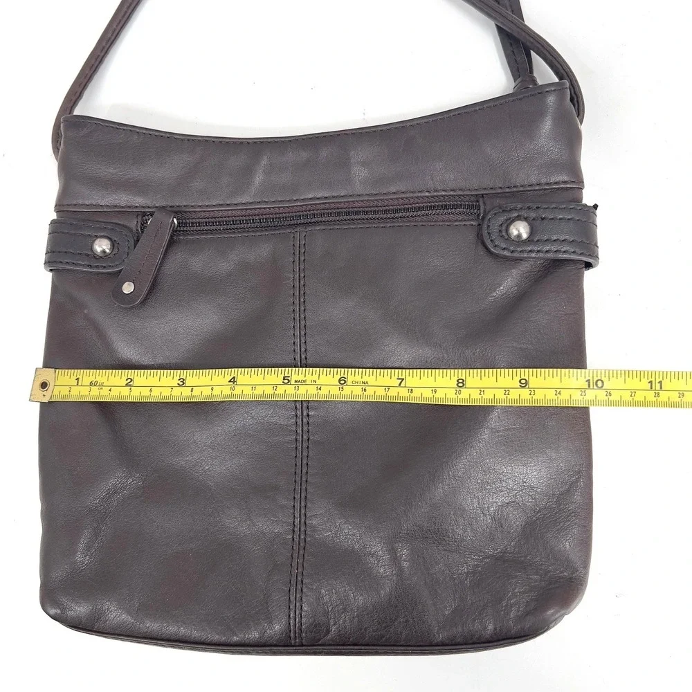 Tignanello Womens Crossbody Bag Dark Brown Leather Multi-Pocket Small-Medium